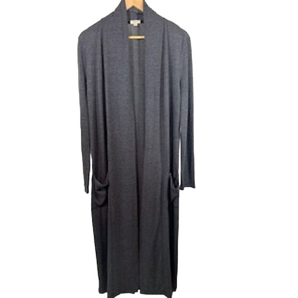 DYLAN Women's Open Front Long Duster Cardigan Sweater Gray Size Medium